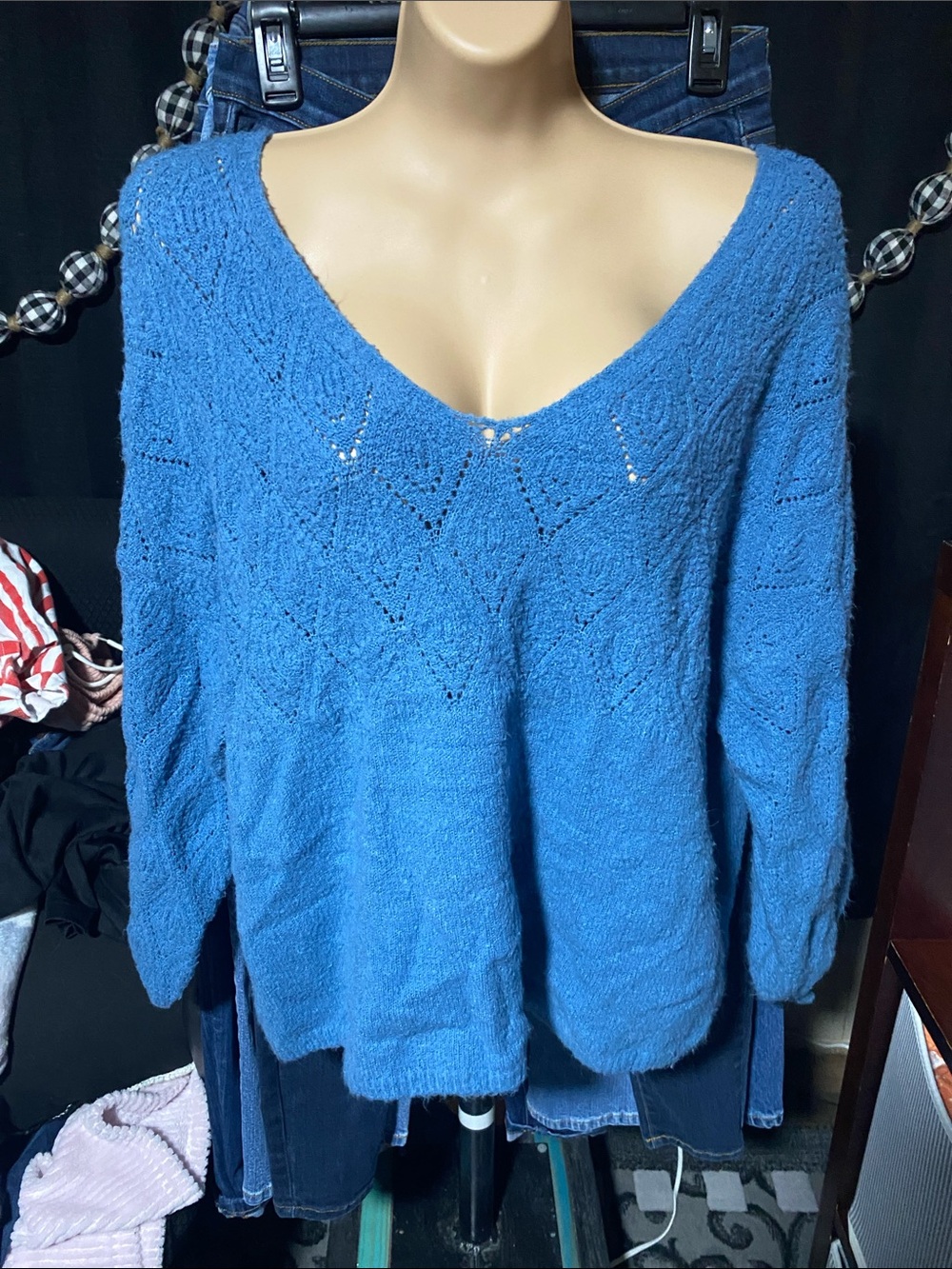 Cozy Casual Sky Blue V-Neck Knit Sweater